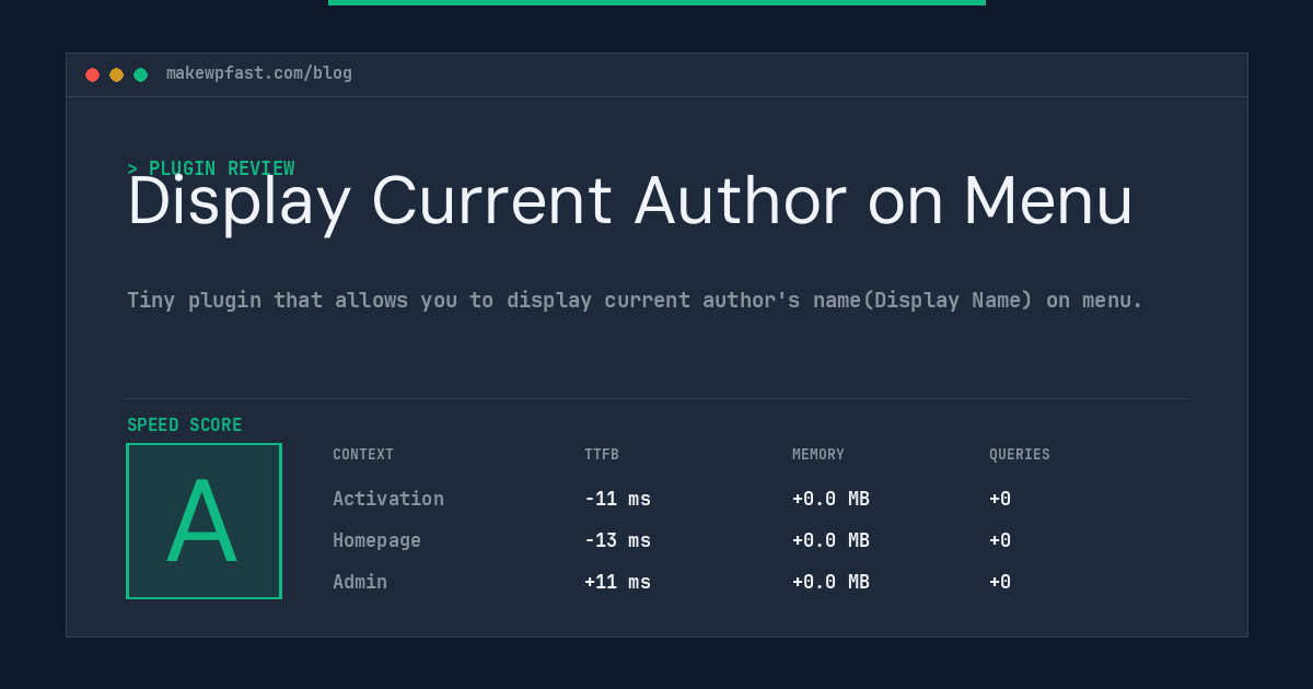 Display Current Author on Menu - MakeWPFast
