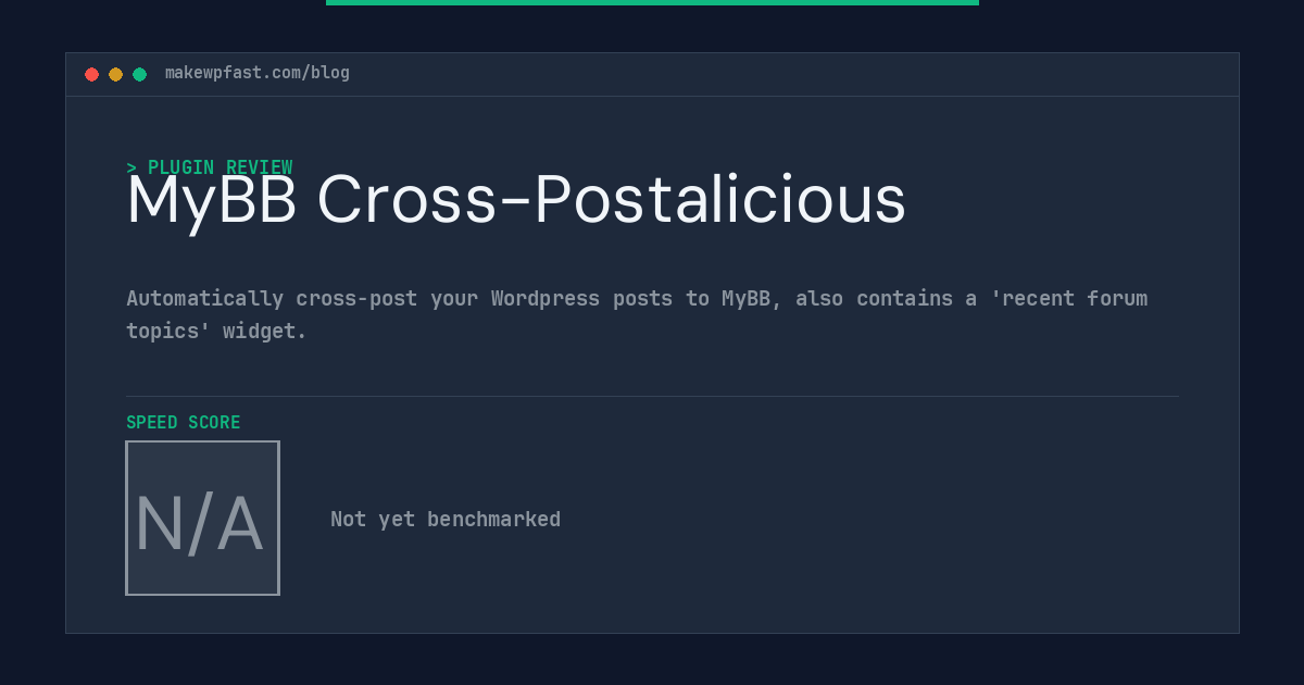 MyBB Cross-Postalicious - MakeWPFast