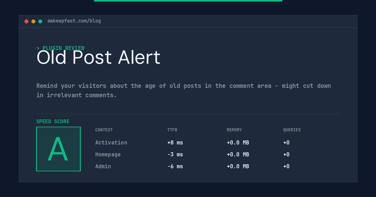 Old Post Alert - MakeWPFast