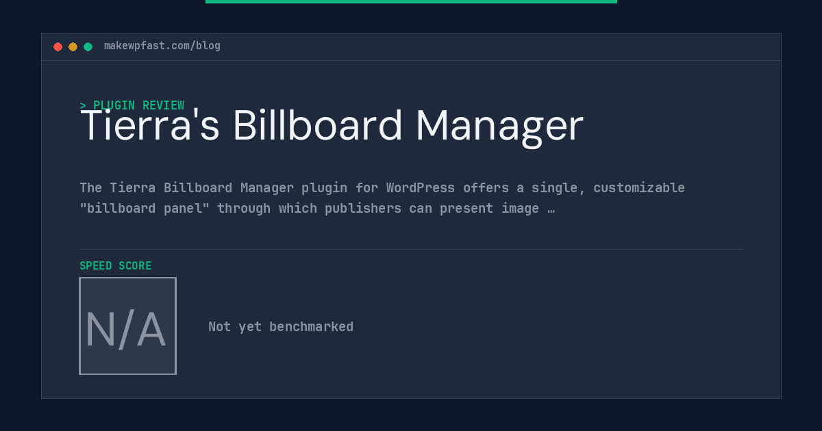 Tierra's Billboard Manager - MakeWPFast
