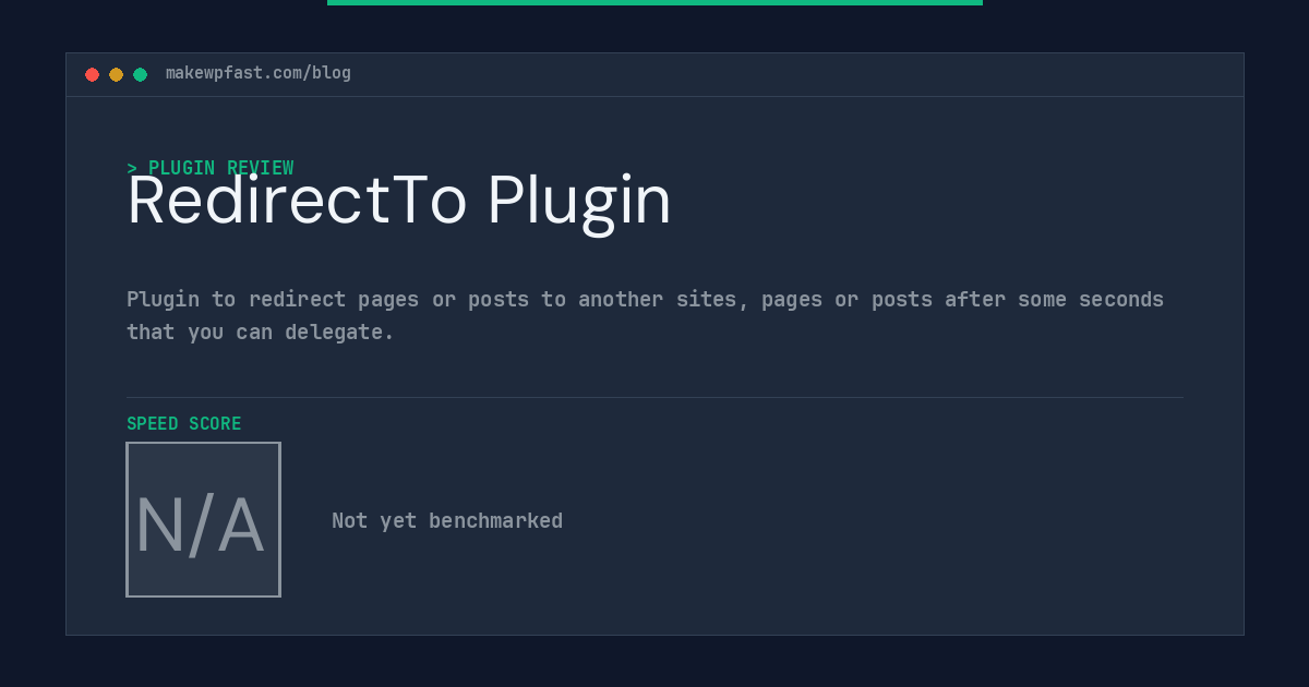 RedirectTo Plugin - MakeWPFast