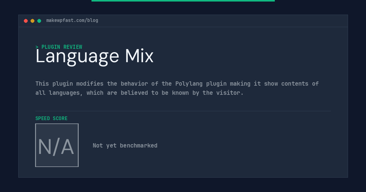 Language Mix - MakeWPFast