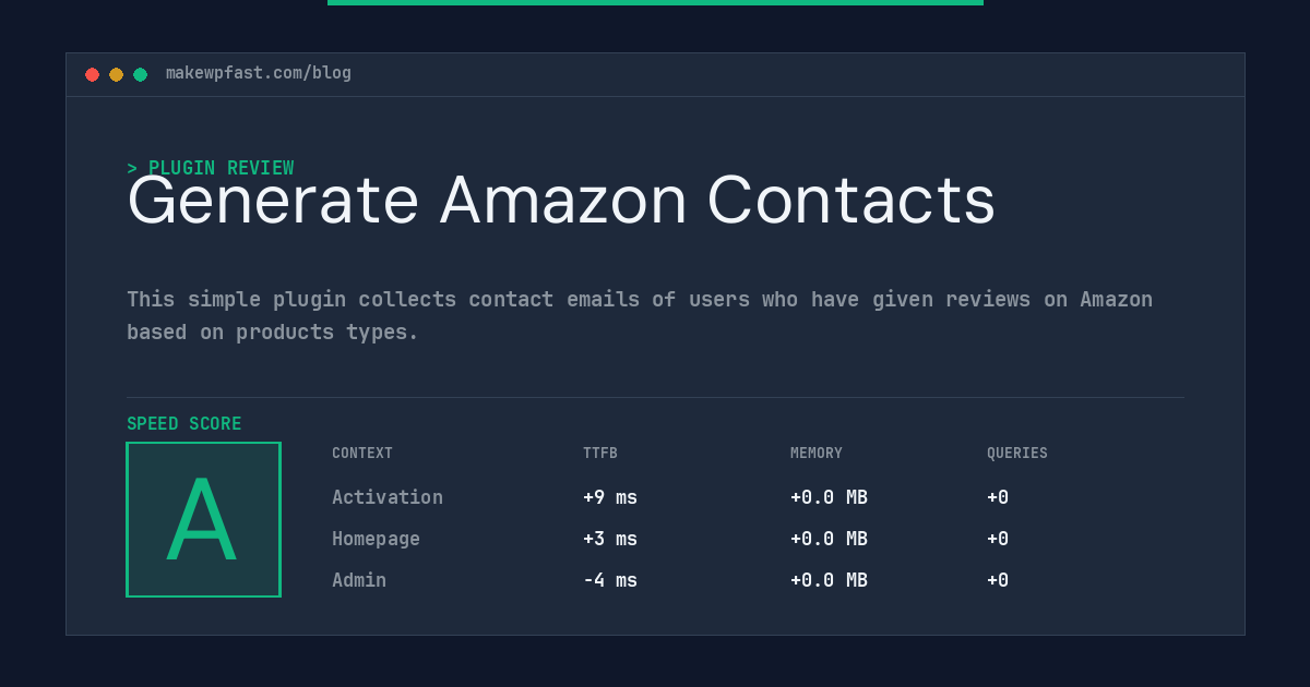 Generate Amazon Contacts - MakeWPFast