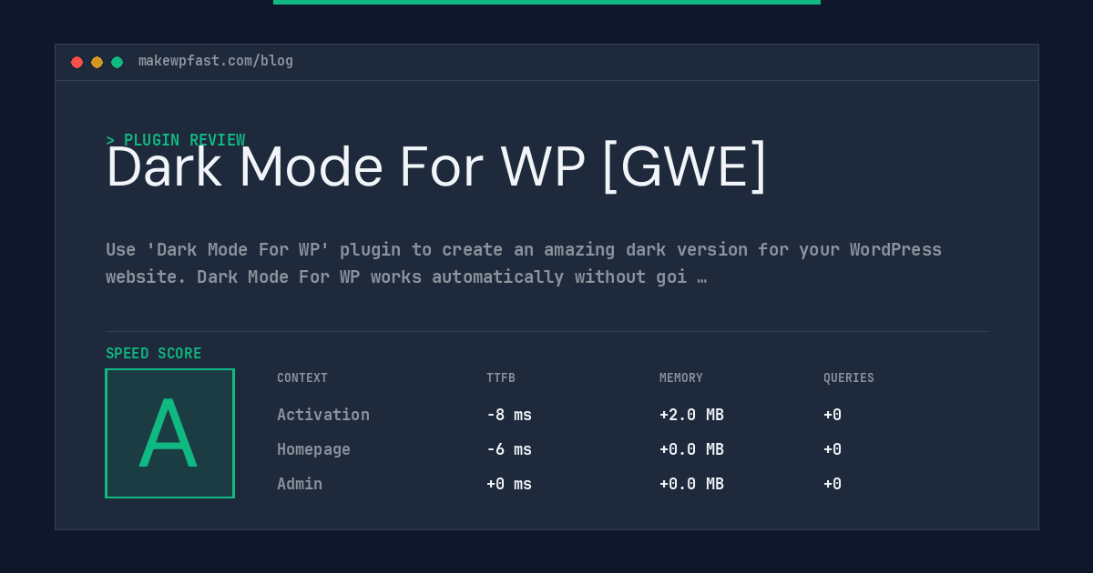 Dark Mode For WP [GWE] - MakeWPFast