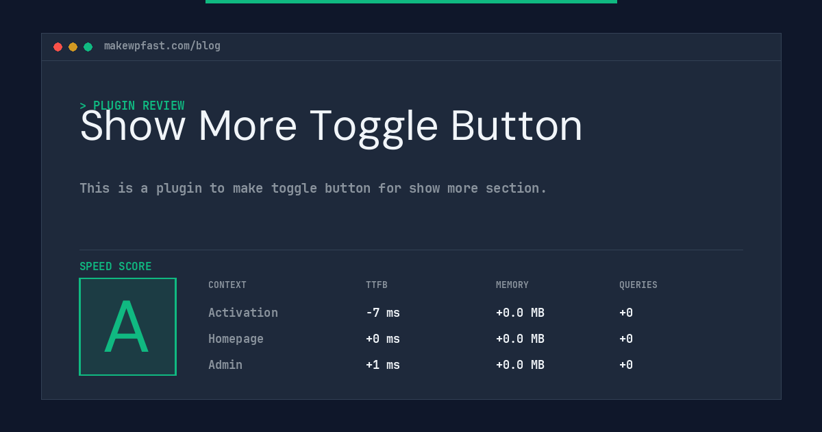 Show More Toggle Button - MakeWPFast