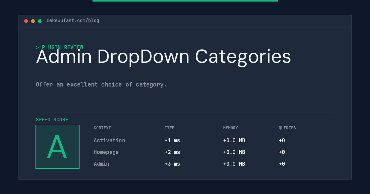 Admin DropDown Categories - MakeWPFast