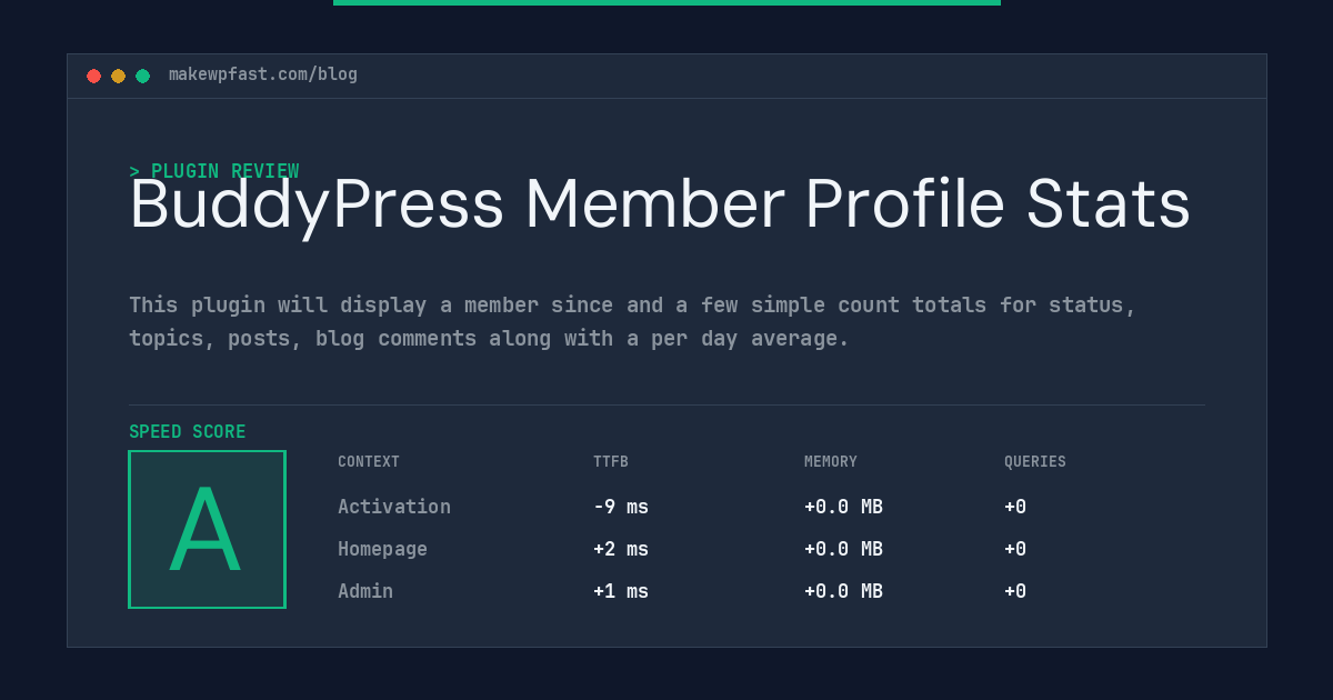 BuddyPress Member Profile Stats - MakeWPFast