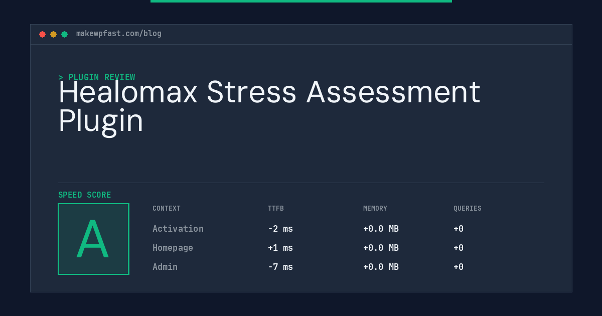 Healomax Stress Assessment Plugin - MakeWPFast