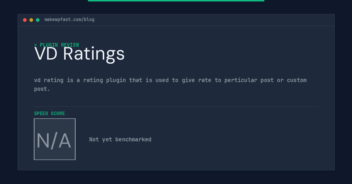 VD Ratings - MakeWPFast