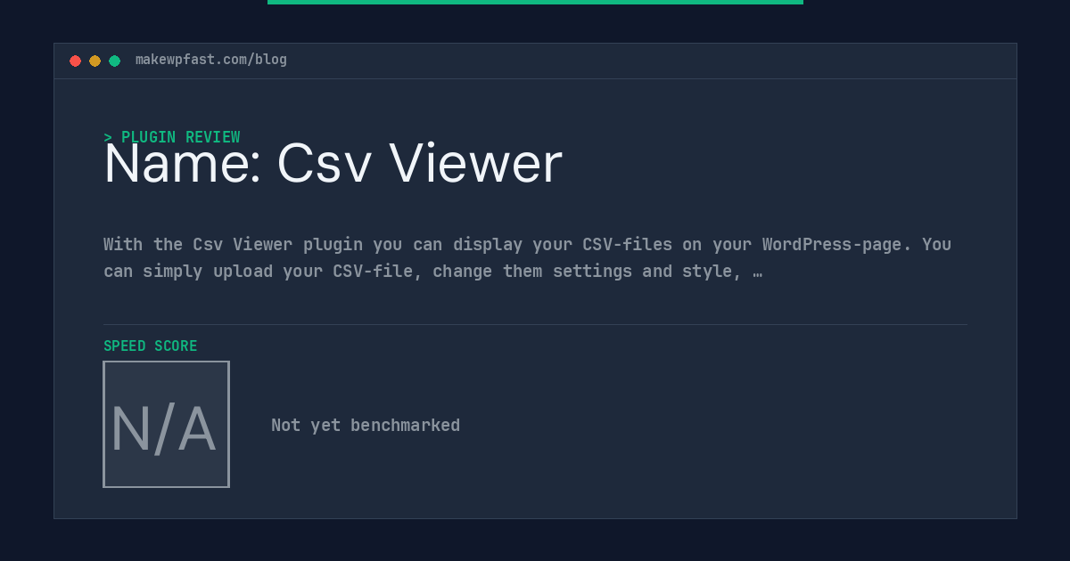 Name: Csv Viewer - MakeWPFast