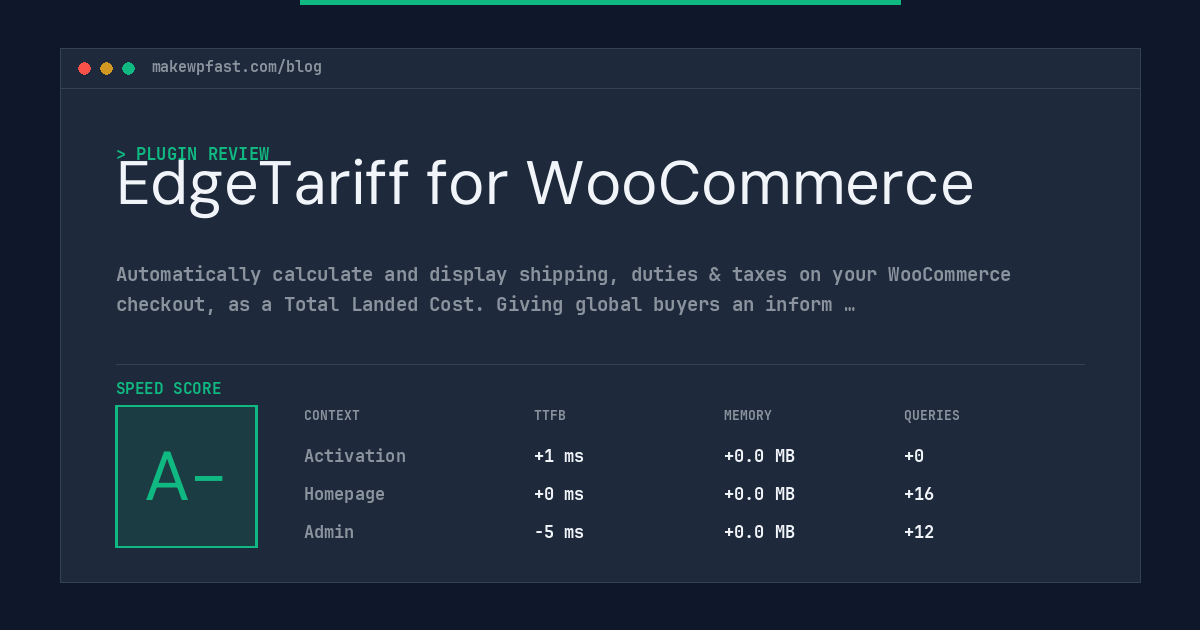 EdgeTariff for WooCommerce - MakeWPFast