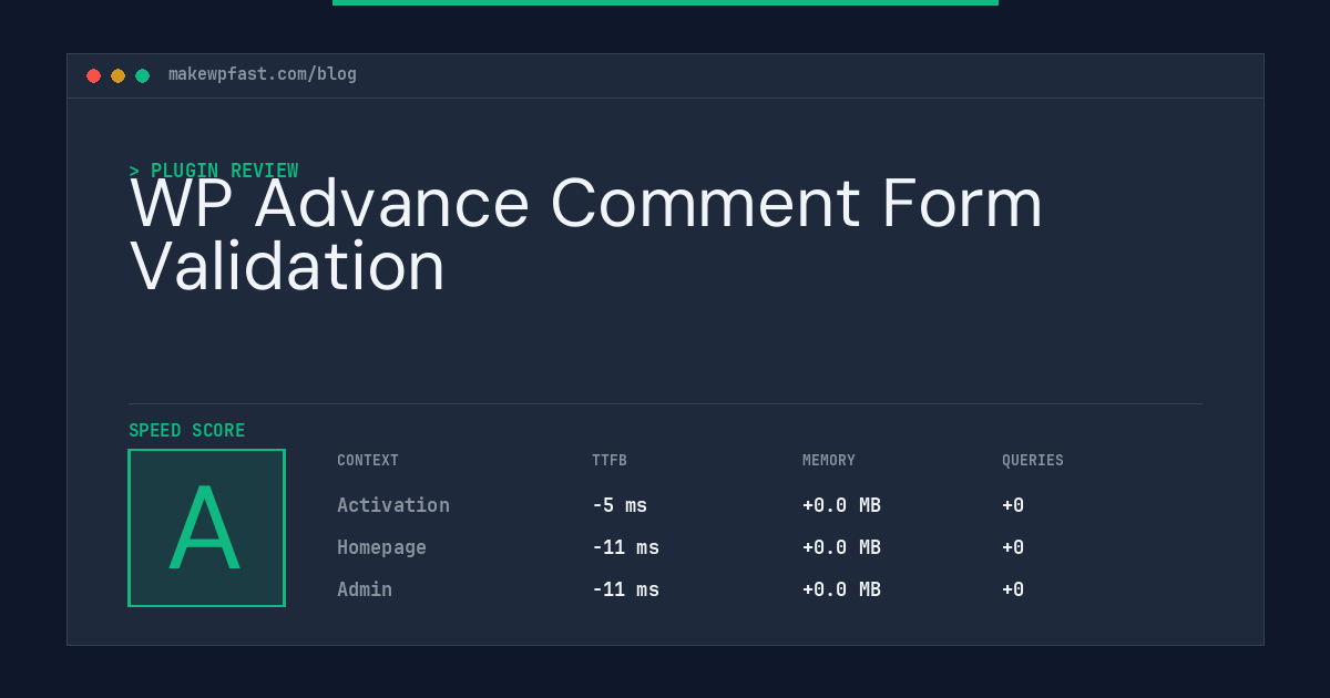 WP Advance Comment Form Validation - MakeWPFast