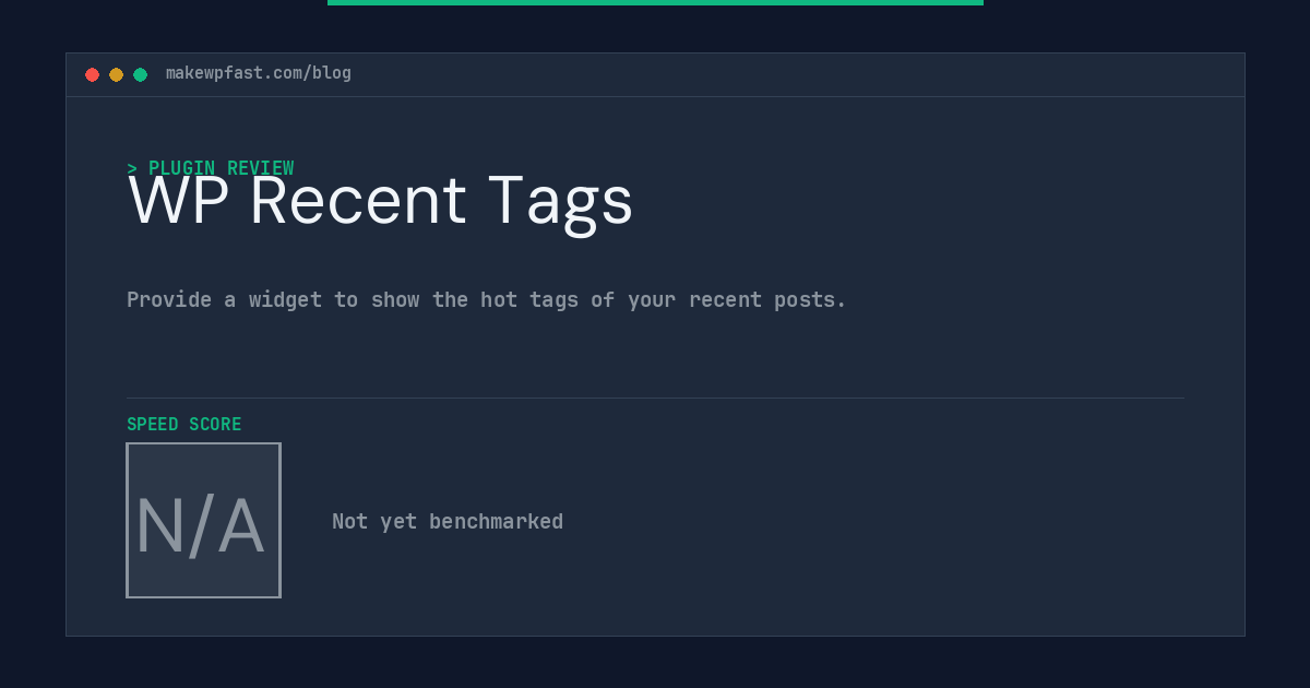 WP Recent Tags - MakeWPFast