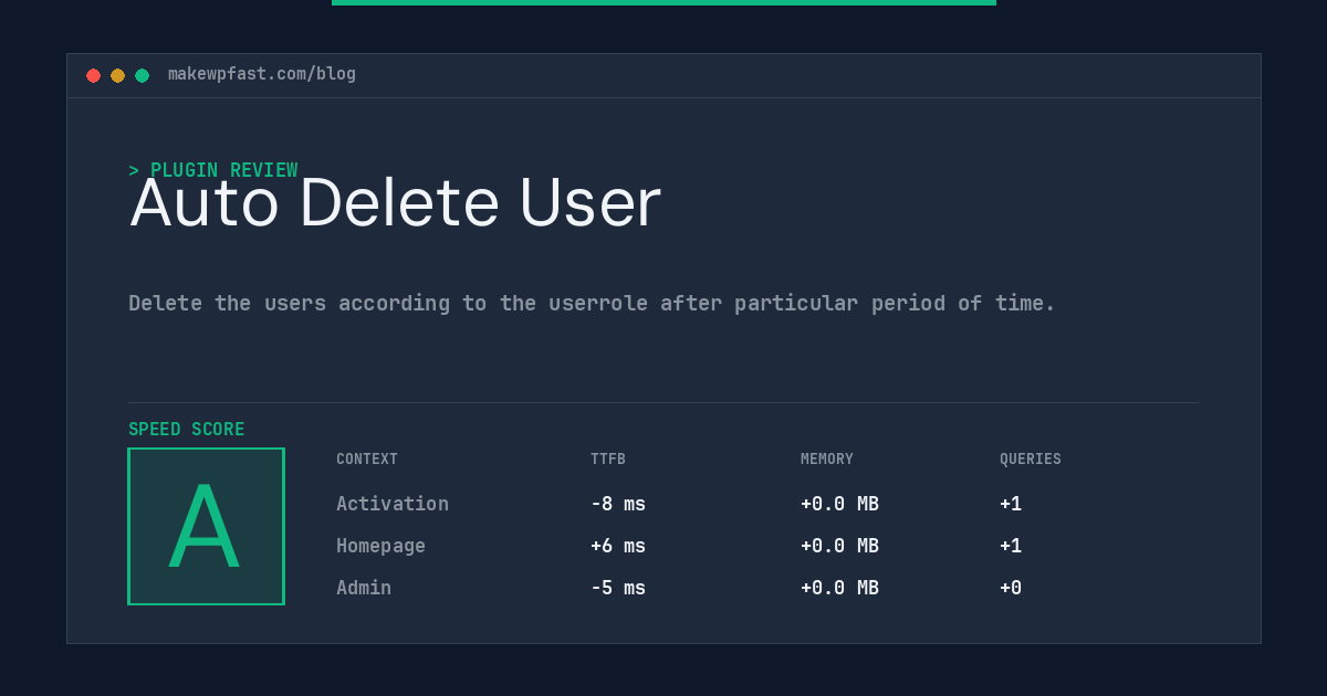 Auto Delete User - MakeWPFast