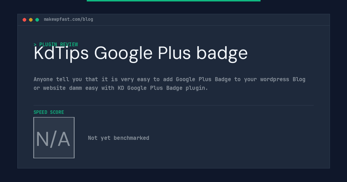 KdTips Google Plus badge - MakeWPFast