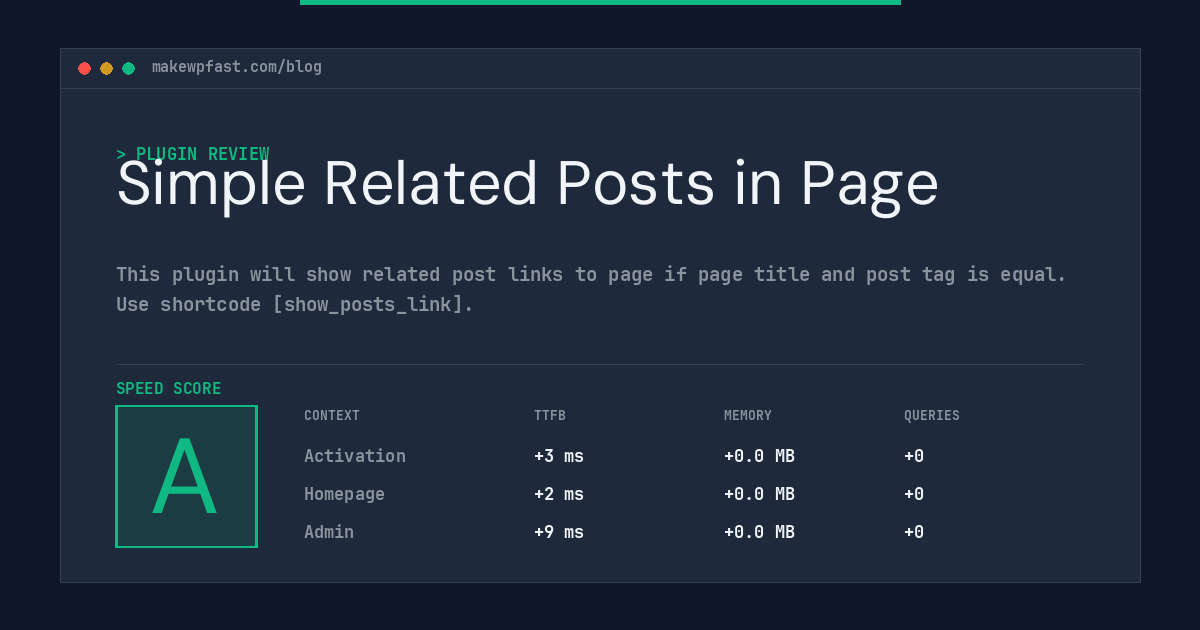 Simple Related Posts in Page - MakeWPFast