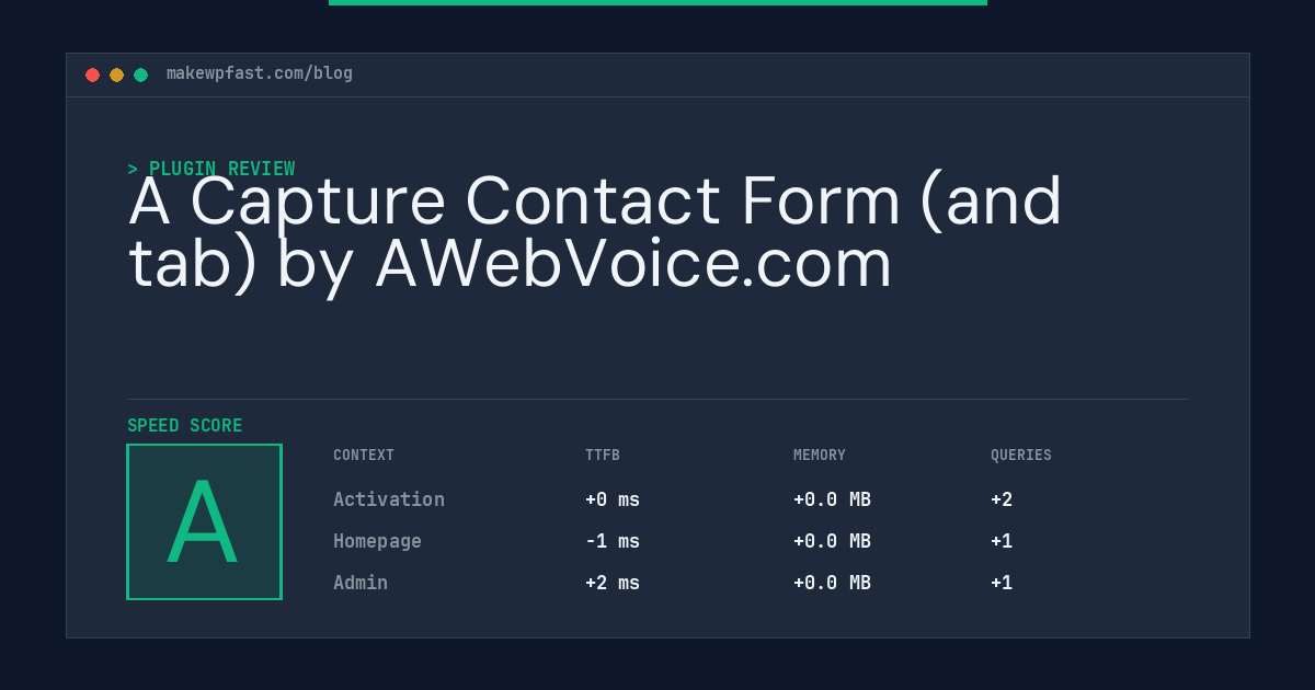 A Capture Contact Form (and tab) by AWebVoice.com - MakeWPFast