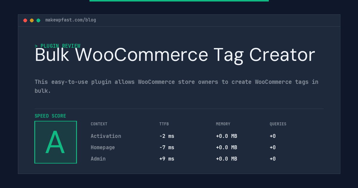 Bulk WooCommerce Tag Creator - MakeWPFast