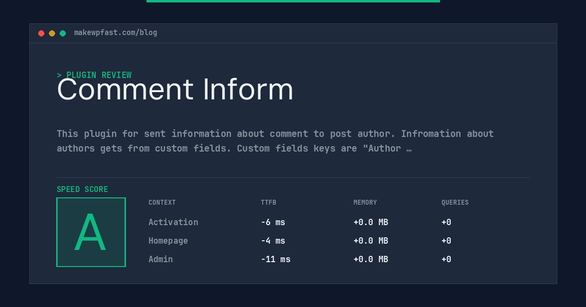 Comment Inform - MakeWPFast