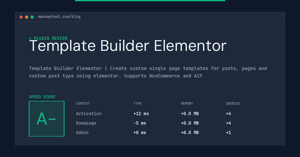 Template Builder Elementor - MakeWPFast