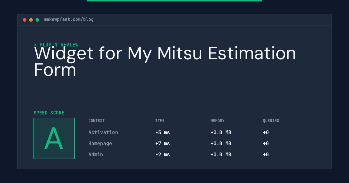 Widget for My Mitsu Estimation Form - MakeWPFast