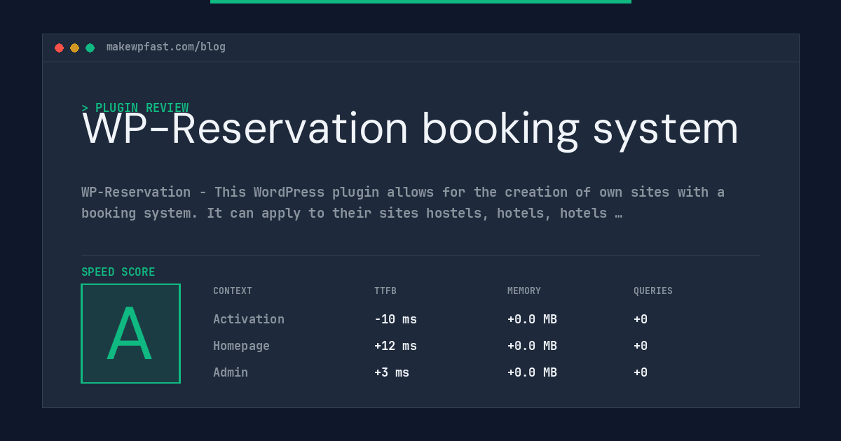 WP-Reservation booking system - MakeWPFast