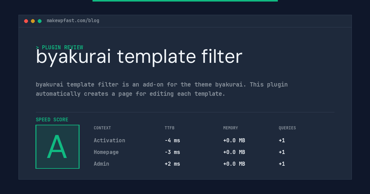 byakurai template filter - MakeWPFast