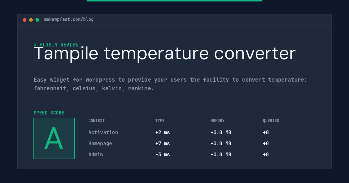 Tampile temperature converter - MakeWPFast