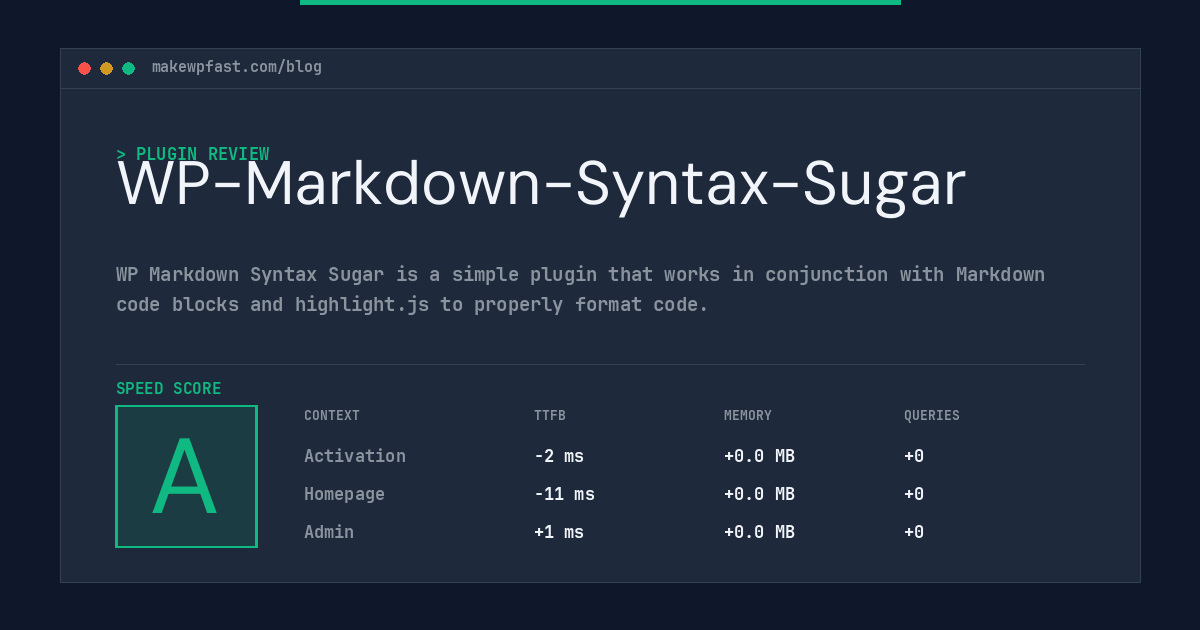 WP-Markdown-Syntax-Sugar - MakeWPFast