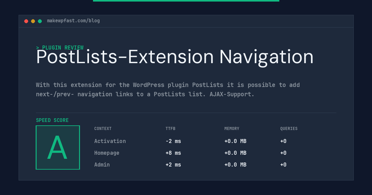 PostLists-Extension Navigation - MakeWPFast