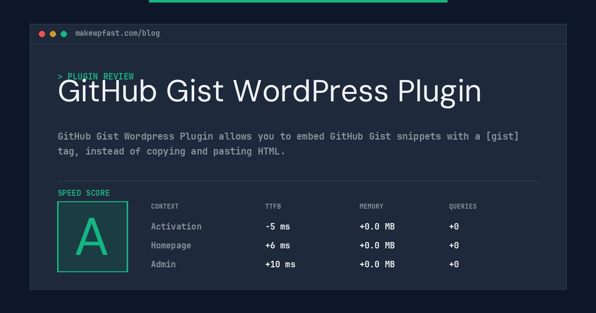 GitHub Gist WordPress Plugin - MakeWPFast