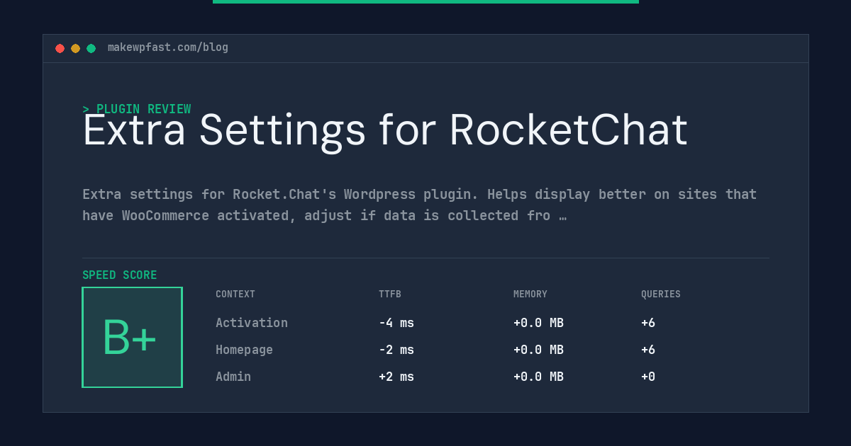 Extra Settings for RocketChat - MakeWPFast