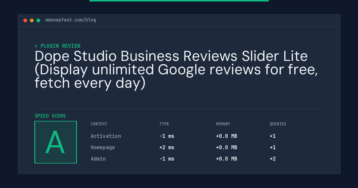 Dope Studio Business Reviews Slider Lite (Display unlimited Google reviews for free, fetch every day) - MakeWPFast