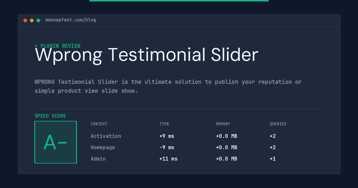 Wprong Testimonial Slider - MakeWPFast