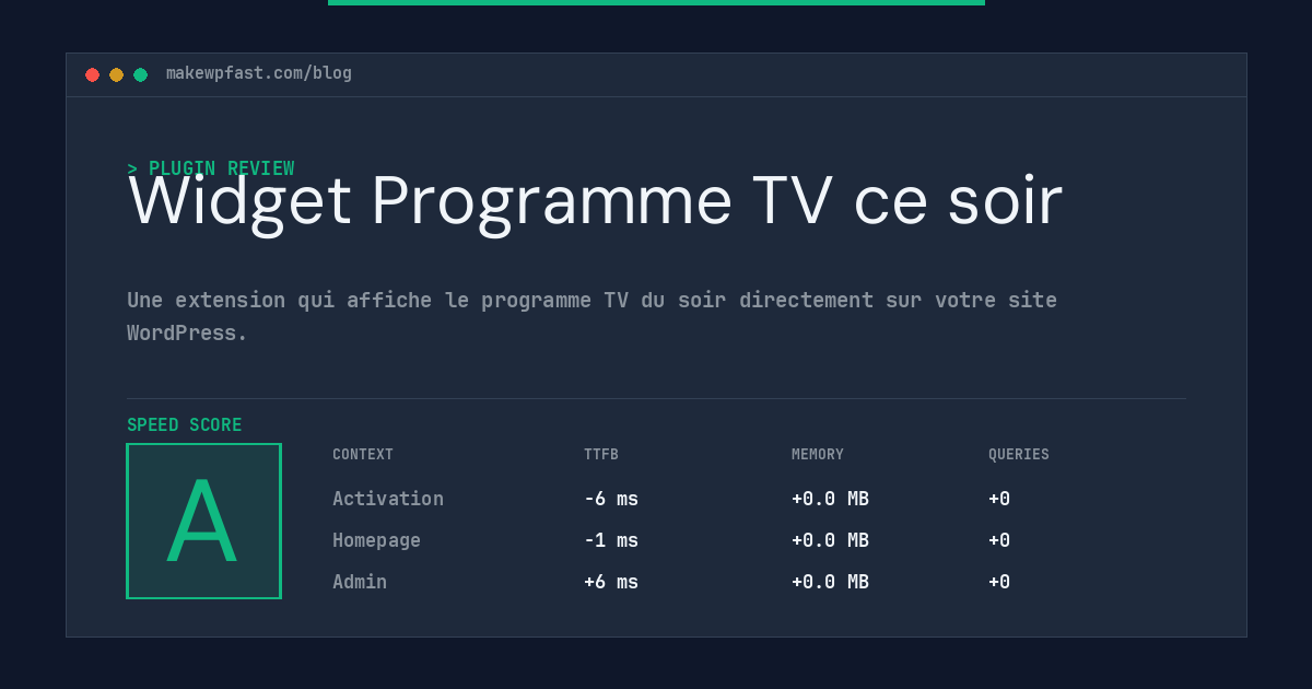 Widget Programme TV ce soir - MakeWPFast