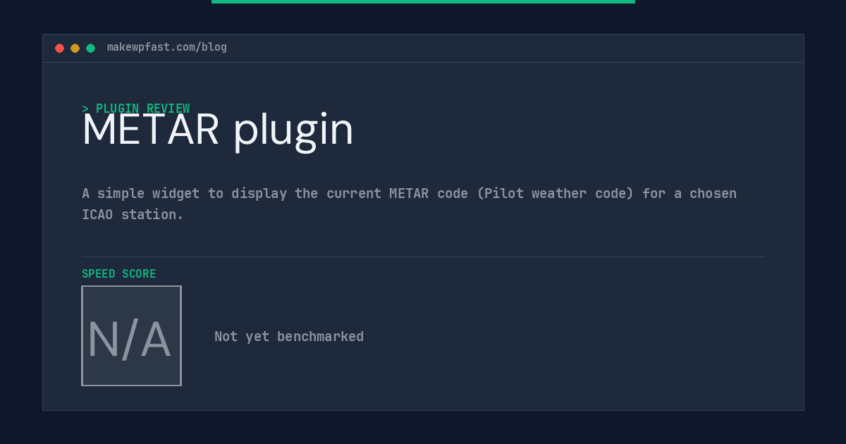 METAR plugin - MakeWPFast