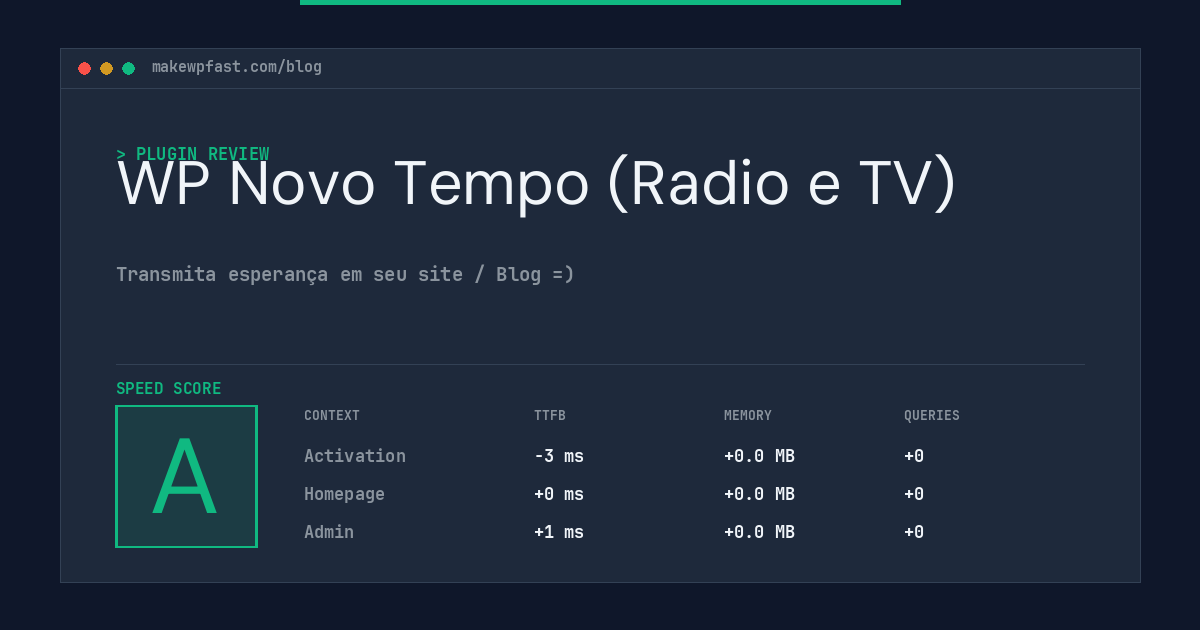 WP Novo Tempo (Radio e TV) - MakeWPFast