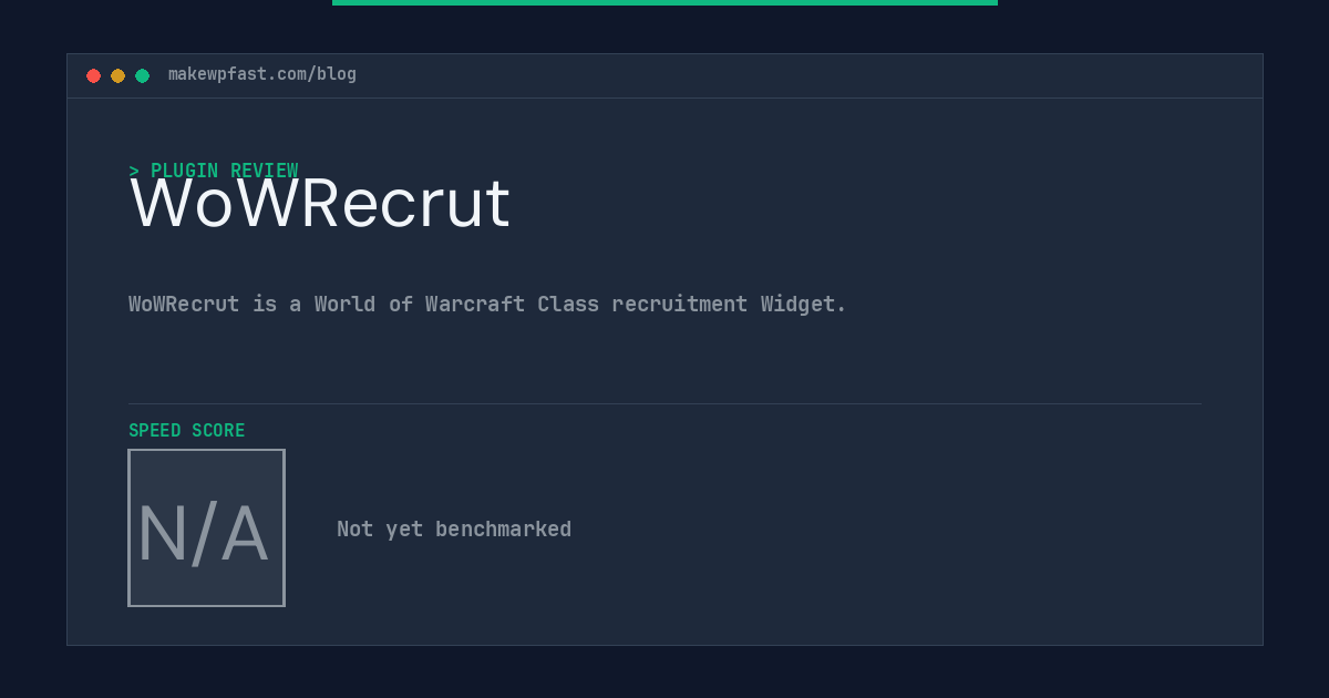 WoWRecrut - MakeWPFast