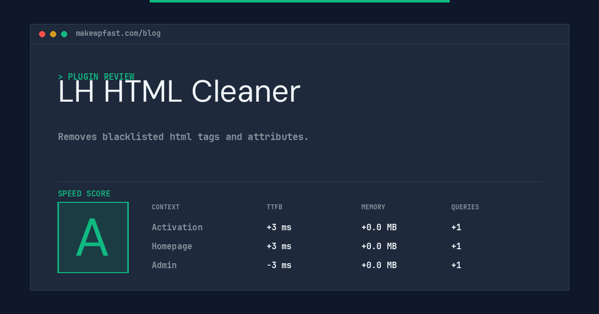 LH HTML Cleaner - MakeWPFast