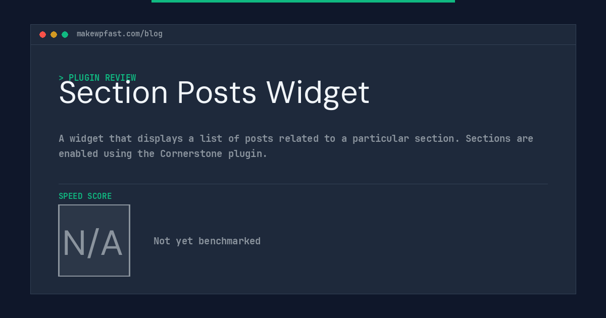 Section Posts Widget - MakeWPFast