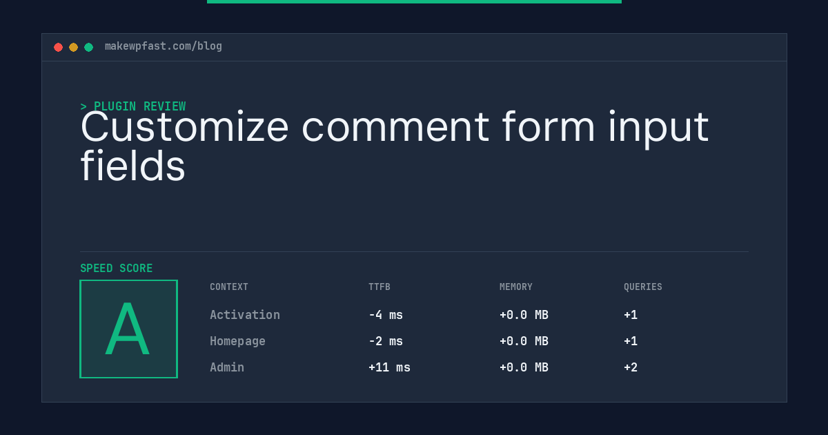 Customize comment form input fields - MakeWPFast