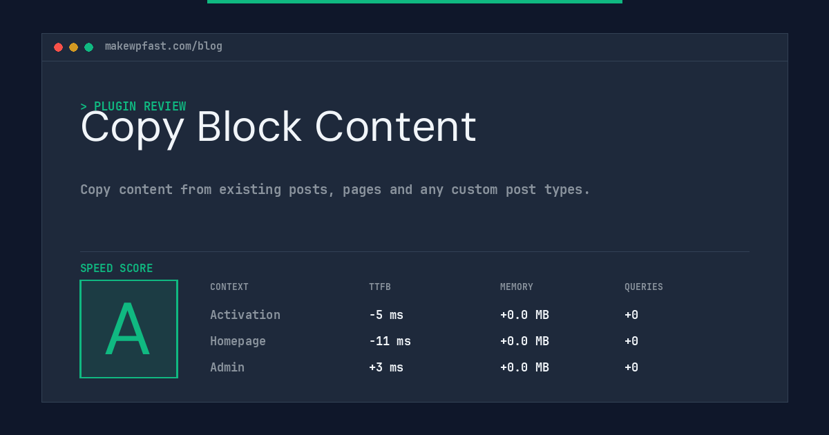 Copy Block Content - MakeWPFast