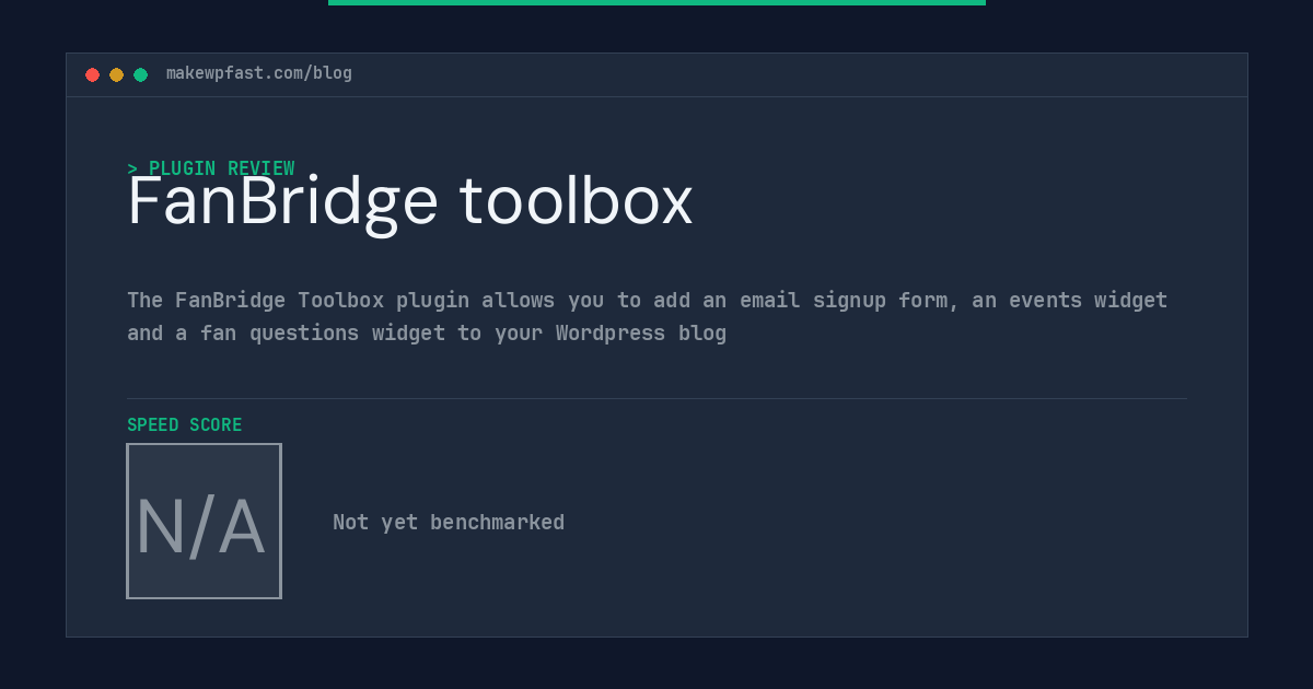 FanBridge toolbox - MakeWPFast