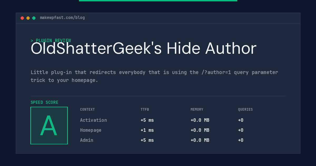 OldShatterGeek's Hide Author - MakeWPFast
