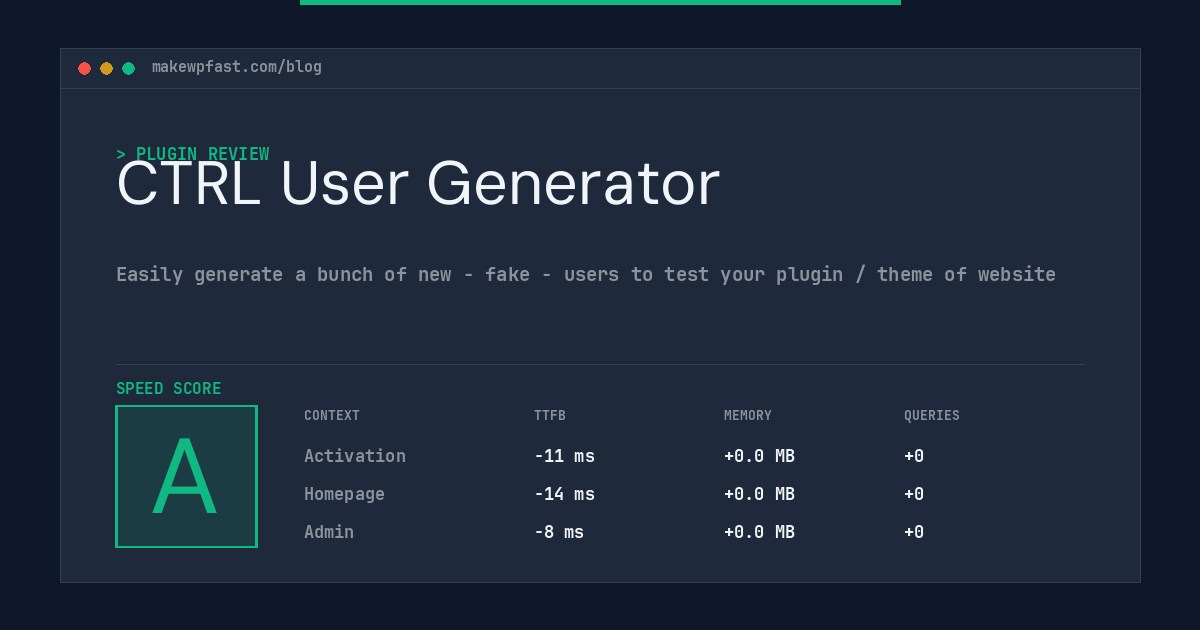 CTRL User Generator - MakeWPFast