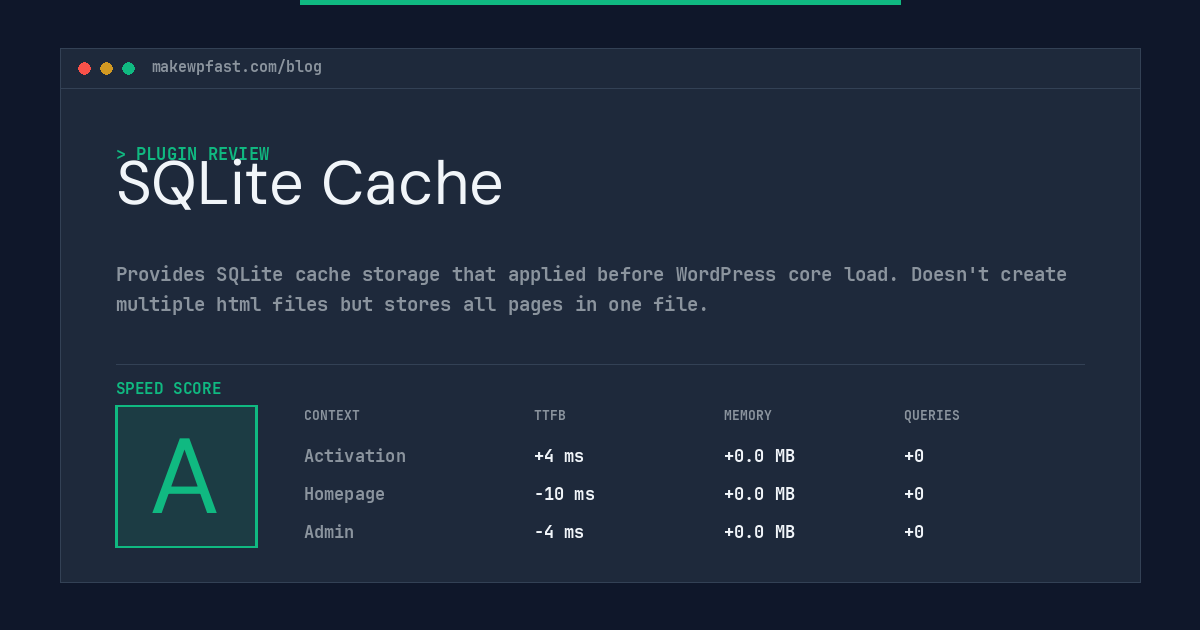 SQLite Cache - MakeWPFast