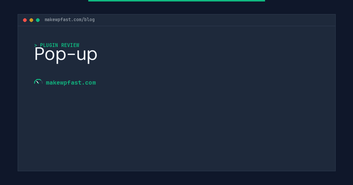 Pop-up - MakeWPFast