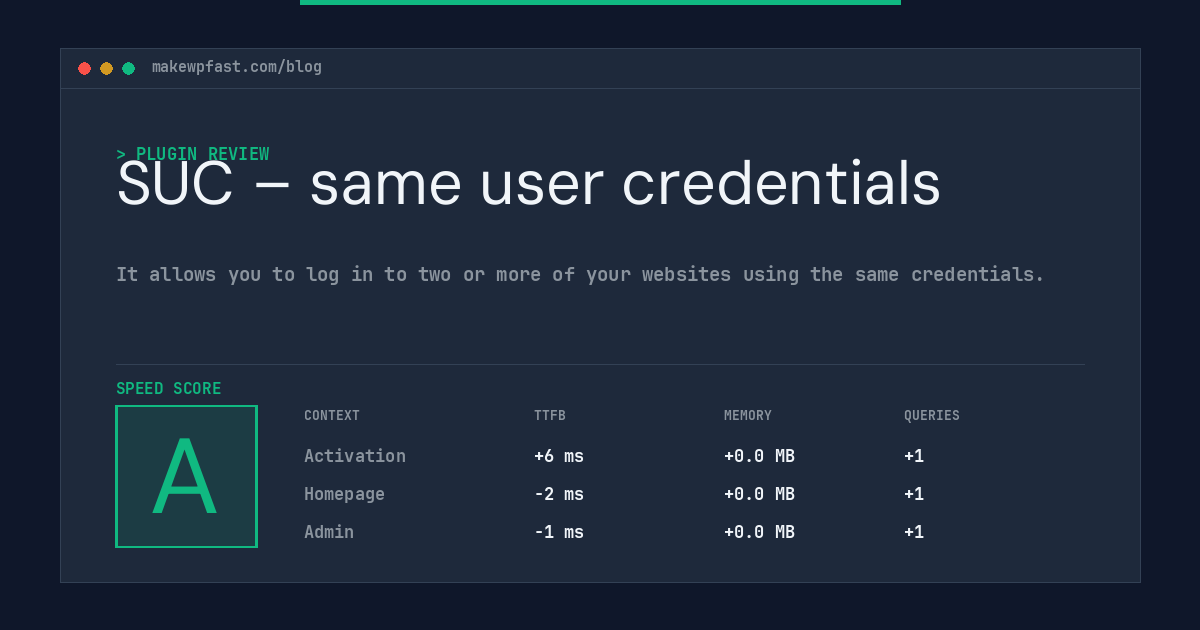 SUC – same user credentials - MakeWPFast