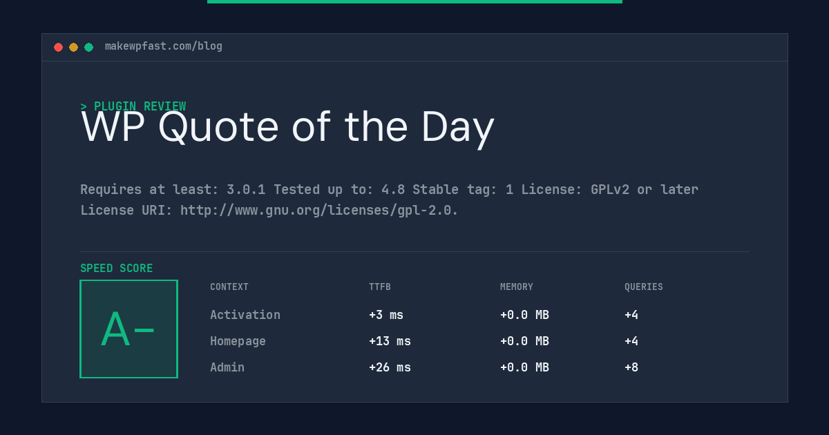 WP Quote of the Day - MakeWPFast