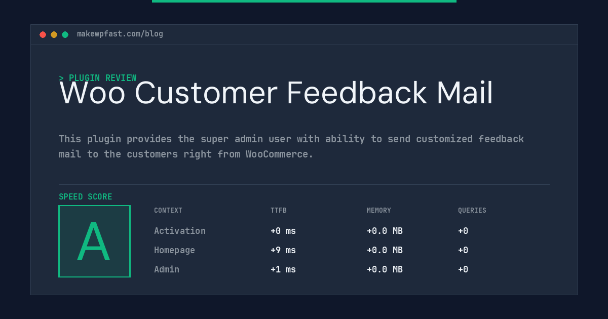 Woo Customer Feedback Mail - MakeWPFast